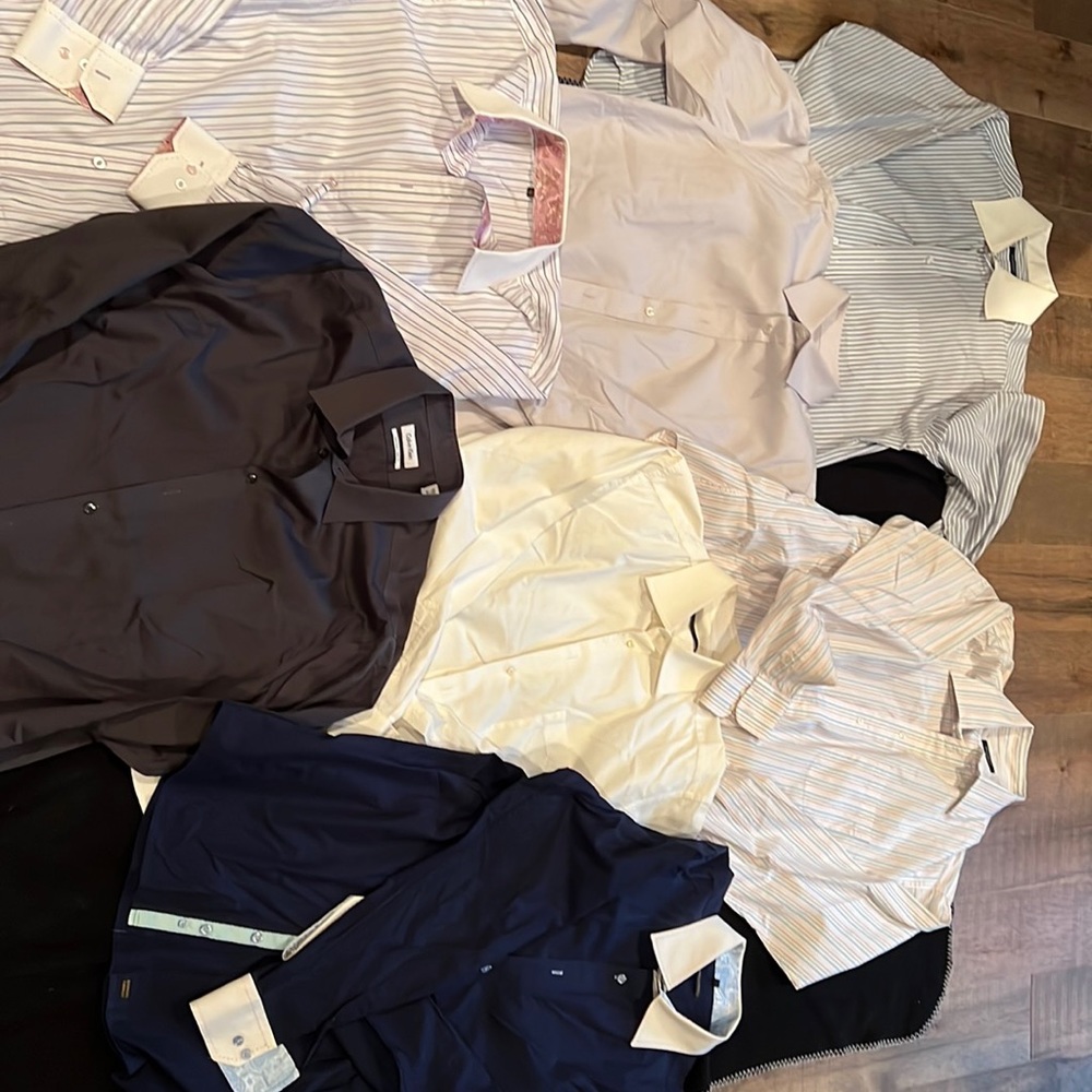 7 Mens designer dress shirts.  All excellent to meet condition.